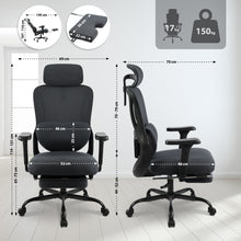 Laden Sie das Bild in den Galerie-Viewer, Bürostuhl LEES mit Fußablage, ergonomisch, Stoff, schwarz