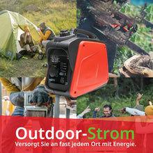 Laden Sie das Bild in den Galerie-Viewer, Inverter Stromerzeuger 1100 Watt. (1000 Watt Dauerleistung.) 14,5 kg. Motorleistung 1,8 PS.