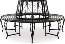 Laden Sie das Bild in den Galerie-Viewer, Baumbank Gartenbank rund Ø160 cm aus Metall – Vintage-Stil, wetterfest, bis 320 kg belastbar, pulverbeschichtet, schwarz