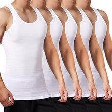 Laden Sie das Bild in den Galerie-Viewer, Herren Unterhemd – 5er Pack Tank Tops aus 100 % Baumwolle, weiß