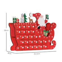 Laden Sie das Bild in den Galerie-Viewer, Adventskalender Weihnachtsmann mit Schlitten, 24 Fächer, wiederverwendbar, 22,5x8x36 cm, Rot