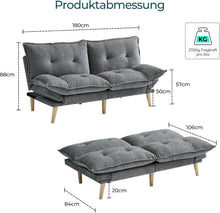 Laden Sie das Bild in den Galerie-Viewer, Bettsofa 3-Sitzer mit Schlaffunktion, Klappsofa, Schlafsofa mit Rückenlehne &amp; Armlehnen. Bettfunktion