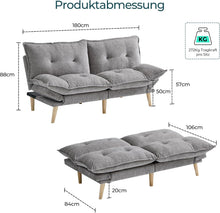 Laden Sie das Bild in den Galerie-Viewer, Bettsofa 3-Sitzer mit Schlaffunktion, Klappsofa, Schlafsofa mit Rückenlehne &amp; Armlehnen. Bettfunktion