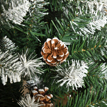 Laden Sie das Bild in den Galerie-Viewer, Künstlicher Weihnachtsbaum – 1,8 m mit verschneiten Spitzen und Zapfen, feuerfest