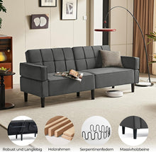 Laden Sie das Bild in den Galerie-Viewer, Sofa 3-Sitzer mit Schlaffunktion, Klappsofa, Schlafsofa mit verstellbarer Rückenlehne &amp; Armlehnen. Bettfunktion.