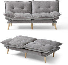 Laden Sie das Bild in den Galerie-Viewer, Bettsofa 3-Sitzer mit Schlaffunktion, Klappsofa, Schlafsofa mit Rückenlehne &amp; Armlehnen. Bettfunktion