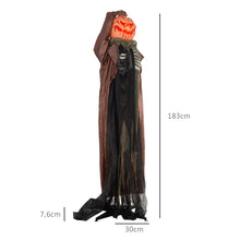 Laden Sie das Bild in den Galerie-Viewer, Animierte Halloween-Dekoration – Schädelkürbisgeist mit LED-Augen &amp; Sound, 183 cm