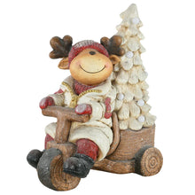 Laden Sie das Bild in den Galerie-Viewer, Weihnachtsdeko, Rentier mit Weihnachtsbaum, warme LED-Beleuchtung, Batteriebetrieb, In- und Outdoor, 44 cm