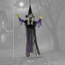 Laden Sie das Bild in den Galerie-Viewer, Animierte Halloween-Dekoration – Lebensgroße Hexe mit Sound &amp; LED, 183 cm