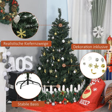 Laden Sie das Bild in den Galerie-Viewer, Künstlicher Weihnachtsbaum – 1,5 m mit LED-Lichtern und Deko