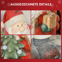 Laden Sie das Bild in den Galerie-Viewer, Weihnachtsmannfigur mit Baum und Geschenk, 3 warmweiße LEDs, batteriebetrieben, 50 cm