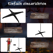 Laden Sie das Bild in den Galerie-Viewer, Animierte Halloween-Dekoration – Riesen-Clown mit Hammer, LED-Augen &amp; Sound, 173 cm
