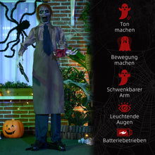 Laden Sie das Bild in den Galerie-Viewer, Animierte Halloween-Dekoration – Kettensägenmörder mit Sound &amp; LED, 170 cm