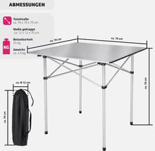 Laden Sie das Bild in den Galerie-Viewer, Einrollbarer Aluminium Campingtisch Rolltisch Klapptisch Falttisch Gartentisch klappbar und rollbar