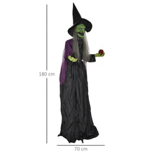 Laden Sie das Bild in den Galerie-Viewer, Lebensgroße Halloween-Hexe mit Giftapfel, Soundfunktion, mit Bewegungssensor und LED-Lichtern, 180 cm