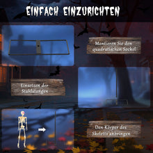 Laden Sie das Bild in den Galerie-Viewer, Animierte Halloween-Dekoration – Skelett mit LED-Augen, Sound &amp; Bewegung, 152 cm