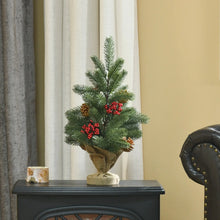 Laden Sie das Bild in den Galerie-Viewer, Mini-Weihnachtsbaum mit Schmuck, rote Beeren und Tannenzapfen – 50 cm Höhe