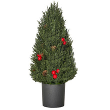 Laden Sie das Bild in den Galerie-Viewer, Mini-Weihnachtsbaum mit roten Beeren und Tannenzapfen – 47 cm