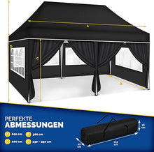 Laden Sie das Bild in den Galerie-Viewer, Faltpavillon wasserdicht. Pop Up. Mit 6 Seitenteilen. 3x6 Meter. Gartenzelt. Partyzelt. UV50+ Schutz. Einfaches Faltsystem.
