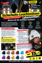 Laden Sie das Bild in den Galerie-Viewer, Sicherheitsmütze, Reflexions-Mützen. Leuchtmütze. Mit Sicherheit gesehen werden. Wir erklären warum!