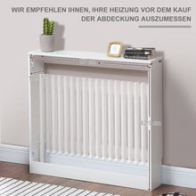 Laden Sie das Bild in den Galerie-Viewer, Heizkörperabdeckung mit Lamellendesign &amp; Ablage – Weiß, 90 cm