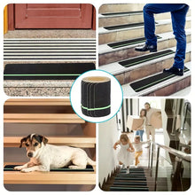 Laden Sie das Bild in den Galerie-Viewer, Lebensretter: 10 x Antirutsch-Streifen für Treppen 15x76 cm. 80er Körnung. Schwarz. Inklusive Leuchtstreifen für mehr Sicherheit.
