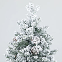 Laden Sie das Bild in den Galerie-Viewer, Künstlicher Weihnachtsbaum – 1,8 m, mit Kunstschnee und Tannenzapfen
