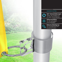 Laden Sie das Bild in den Galerie-Viewer, Teleskop-Fahnenmast (Silber o. Schwarz) mit Fahne. 6,30 m. Für Firma, Garten, Haus... Mit Flagge 150 x 90 cm.