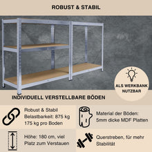 Laden Sie das Bild in den Galerie-Viewer, Schwerlastregale 180 x 90 x 40 cm 5 Böden - bis 875 kg