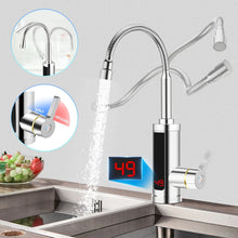 Laden Sie das Bild in den Galerie-Viewer, Durchlauferhitzer Wasserhahn Armatur mit LED-Anzeige. Komplette 3000W Armatur mit Stromanschluss.
