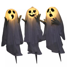 Laden Sie das Bild in den Galerie-Viewer, Halloween 3er Set Geister-Hofpfahl mit LED-Lichtern