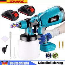 Laden Sie das Bild in den Galerie-Viewer, Akku Farbsprühsystem Lackierpistole mit 2 Düsen mit 1000ml Behälter