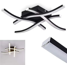 Laden Sie das Bild in den Galerie-Viewer, Schwarze LED-Deckenleuchte – dimmbare 24W Deckenlampe in Chrom-Alu für Büro, Wohnzimmer &amp; Flur
