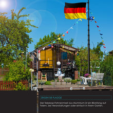 Laden Sie das Bild in den Galerie-Viewer, Teleskop-Fahnenmast (Silber o. Schwarz) mit Fahne. 6,30 m. Für Firma, Garten, Haus... Mit Flagge 150 x 90 cm.
