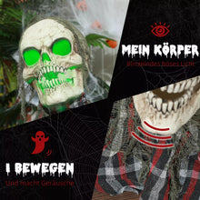Laden Sie das Bild in den Galerie-Viewer, Halloween Dekoration Skelett 70 cm Halbkörper LED-Lichter Soundfunktion
