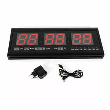 Laden Sie das Bild in den Galerie-Viewer, LED-Wand- &amp; Tischuhr, Jumbo-Uhrzeit, 48cm Breite, Hygro-/Thermometer