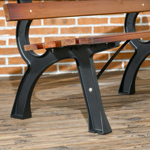 Laden Sie das Bild in den Galerie-Viewer, Parkbank mit Rückenlehne. 150 cm Breite. Dunkles Holz. 2-Sitzer. Im typischen Parkbank-Look. Lamellen.