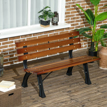 Laden Sie das Bild in den Galerie-Viewer, Parkbank mit Rückenlehne. 150 cm Breite. Dunkles Holz. 2-Sitzer. Im typischen Parkbank-Look. Lamellen.