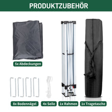 Laden Sie das Bild in den Galerie-Viewer, Faltpavillon wasserdicht. Pop Up. Mit 4 Seitenteilen. 3x3 Meter. Gartenzelt. Partyzelt. UV50+ Schutz. Einfaches Faltsystem.