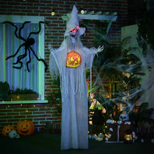 Laden Sie das Bild in den Galerie-Viewer, Lebensgroße alte Halloween-Hexe, Soundfunktion, mit Bewegungssensor und LED-Lichtern, 183 cm, weiß