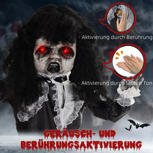 Laden Sie das Bild in den Galerie-Viewer, Animiertes Lolita-Mädchen mit Sound, LED &amp; Bewegung Halloween-Dekoration, 160cm
