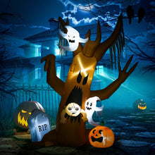 Laden Sie das Bild in den Galerie-Viewer, Aufblasbare Halloween-Dekoration – Geisterbaum mit LED-Beleuchtung &amp; Figuren, 240 cm