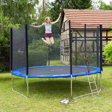 Laden Sie das Bild in den Galerie-Viewer, Trampolin Ø 244/305/366/396/427/457 cm | TÜV SÜD GS Zertifiziert | Komplettset mit Sicherheitsnetz Regenabdeckung, Leiter, Randabdeckung &amp; Zubehör | Kindertrampolin Gartentrampolin.