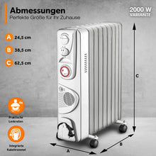 Laden Sie das Bild in den Galerie-Viewer, Radiator Heizung. 2000W. Einstellbar mit Thermostat. Ölradiator-Heizung.