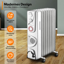 Laden Sie das Bild in den Galerie-Viewer, Radiator Heizung. 2000W. Einstellbar mit Thermostat. Ölradiator-Heizung.